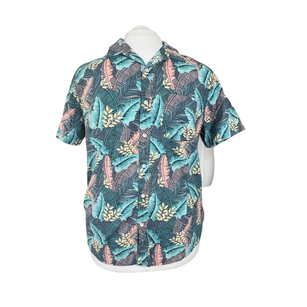 American Eagle Tropical Palm Branches Button Up Shirt XL Colorful Vacation